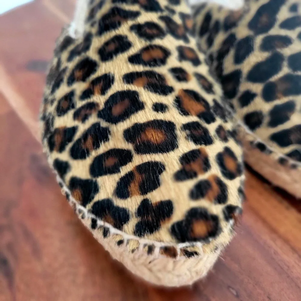Manebi Leopard Print Slip-On Flats Espadrilles ‎ Womens Size EU 35
